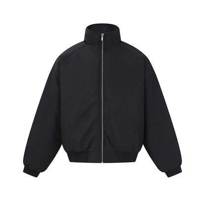 Unisex Boxy-Bomber Jacket with High Stand Collar and Elastic Hem EVA-US