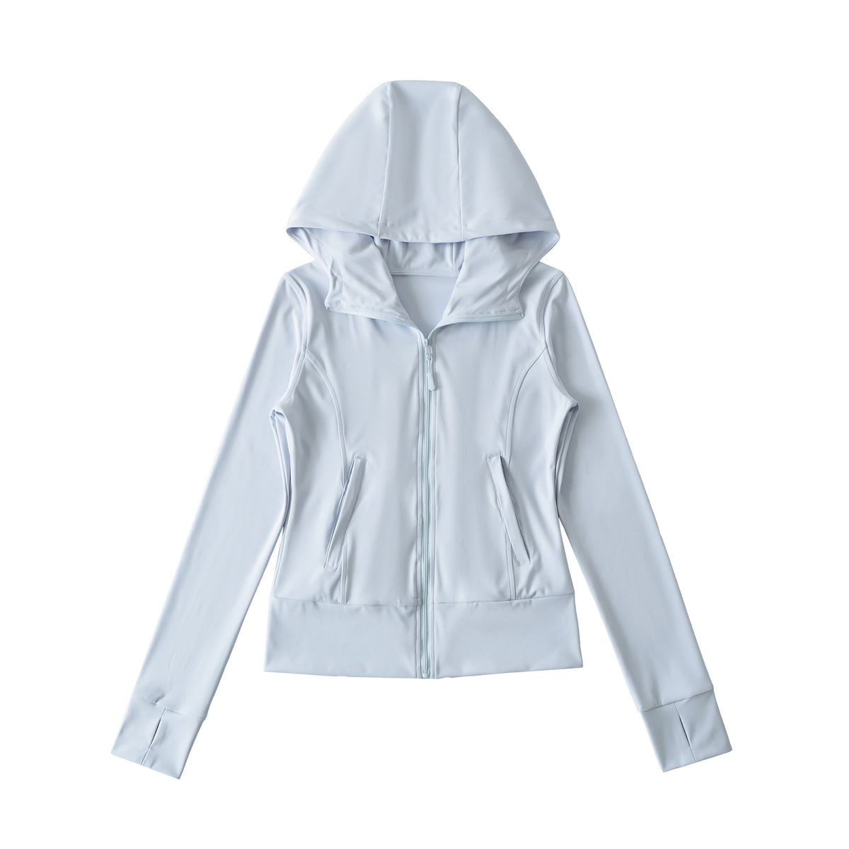 Women's Hooded Sports Jacket with Full Zip, Tailored Fit, and Integrated Zipper Pockets EVA-US