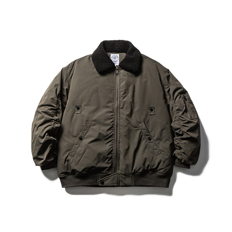 Men's short parka bomber with sherpa collar, padded utility jacket EVA-US