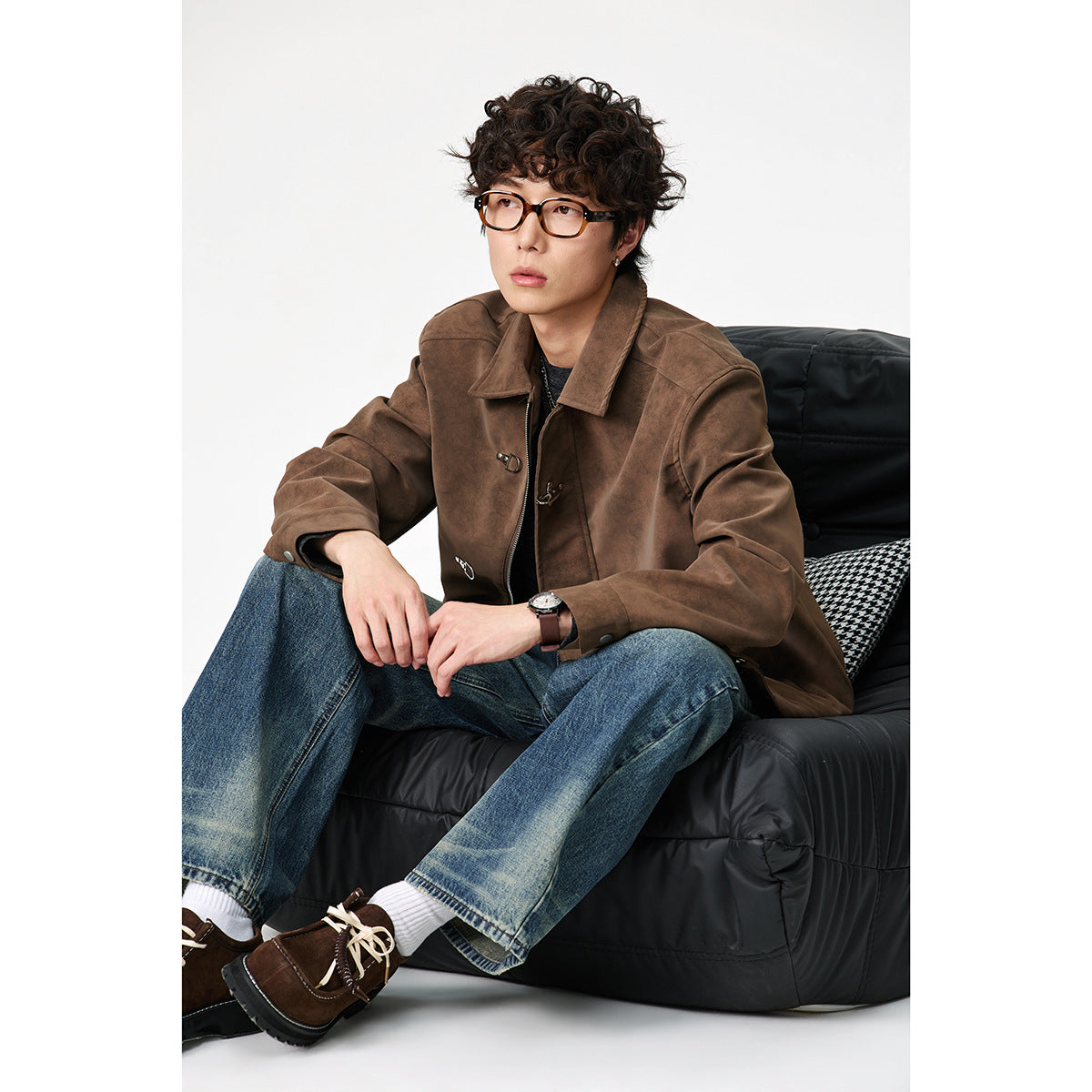 Unisex Short-cut Blouson in suede look with distinctive toggle closures EVA-US