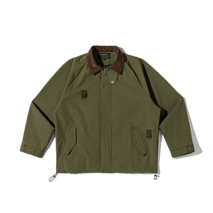 Men's field jacket in parka style with cord collar and utility details EVA-US