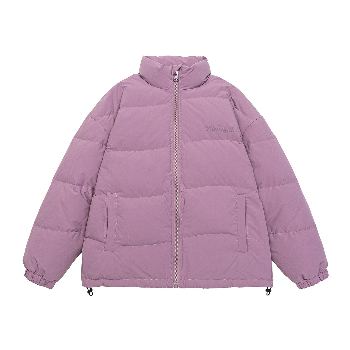 Women's Boxy Quilted Puffer Jacket with High Stand Collar, Drawstring and Elastic Cuffs EVA-US