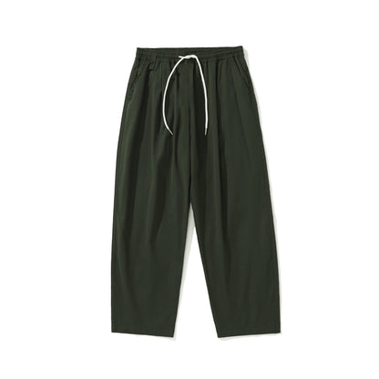 Women Cropped Comfort Pants with Elastic Waistband and Drawstring EVA-US
