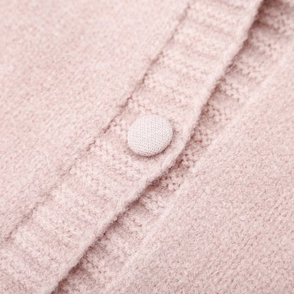 Women's fine knit cardigan with hood, button placket and crocheted trim EVA-US
