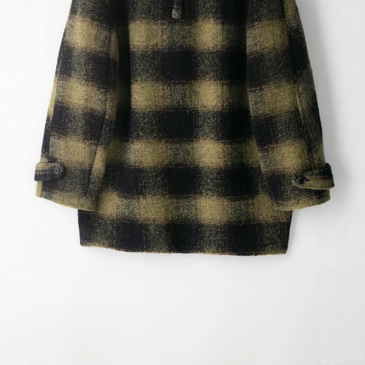 Women's Oversized Wool Blend Coat with Check Pattern, Notched Collar and Patch Pockets EVA-US