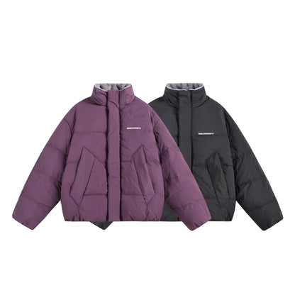Ladies Oversized Padded Jacket with High Plush Collar and Wind Protection Placket EVA-US