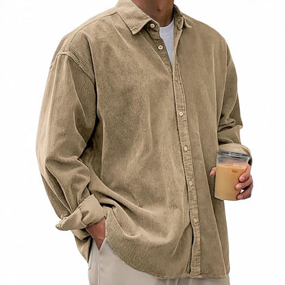 Men's casual cord shirt made of fine corduroy with oversized fit EVA-US