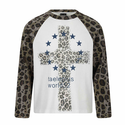 Ladies Long Sleeve Thermal Shirt with Raglan Sleeves and Leopard Inserts EVA-US