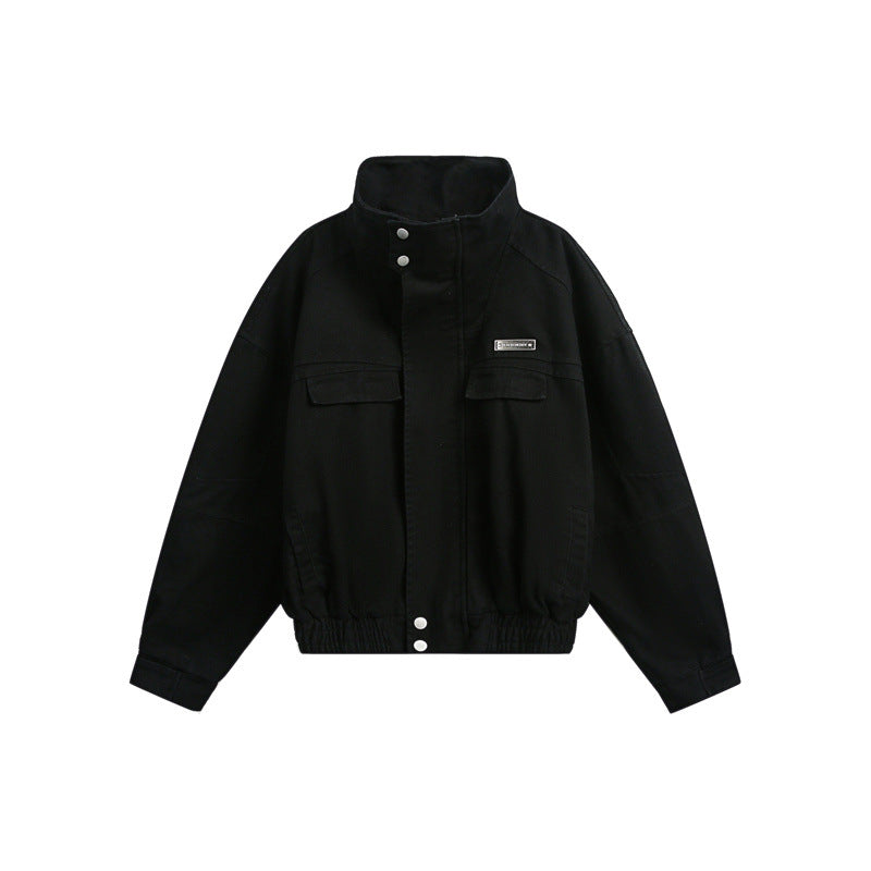 Unisex Short cut Boxy outdoor jacket with concealed zipper placket, high stand-up collar and elastic waistband EVA-US