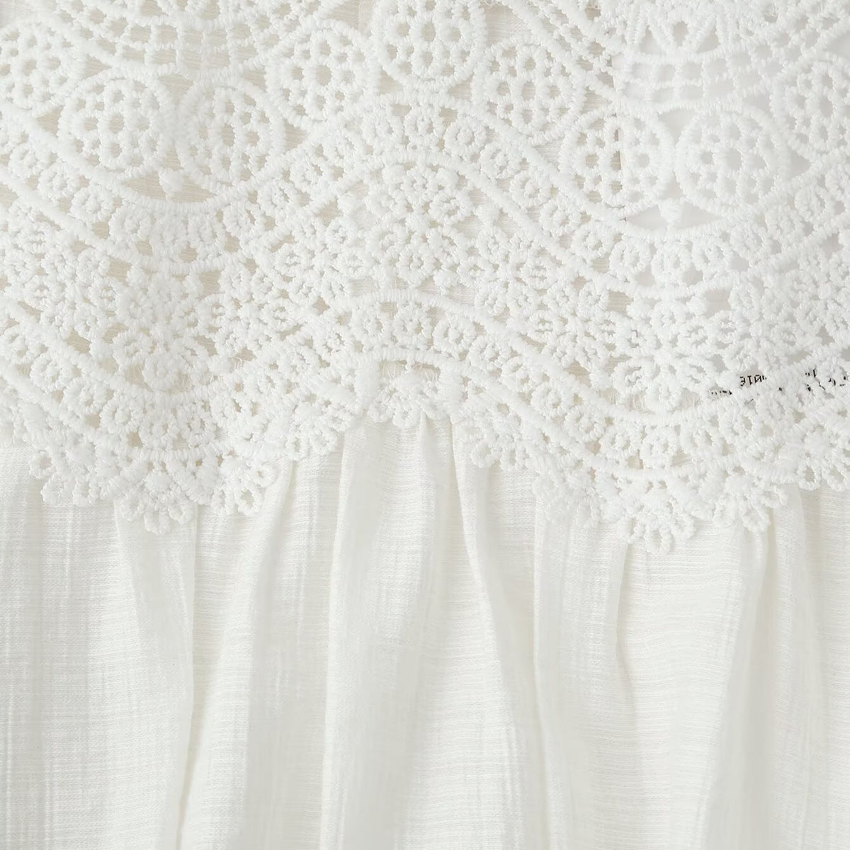 Ladies Romantic Lace Blouse with Stand Collar, Yoke and Balloon Sleeves EVA-US