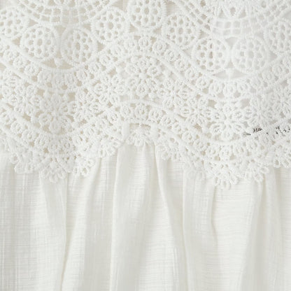 Ladies Romantic Lace Blouse with Stand Collar, Yoke and Balloon Sleeves EVA-US