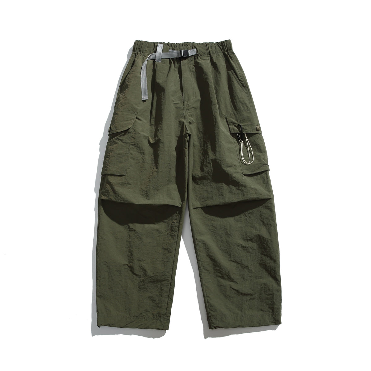 Men's cargo pants in utility style with elastic waistband and integrated belt EVA-US