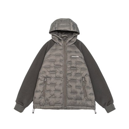Men's hybrid quilted jacket with padded front, hood, and elastic sleeve cuffs EVA-US