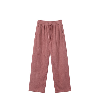 Women's waffle knit lounge pants with wide leg, elastic waistband and drawstring