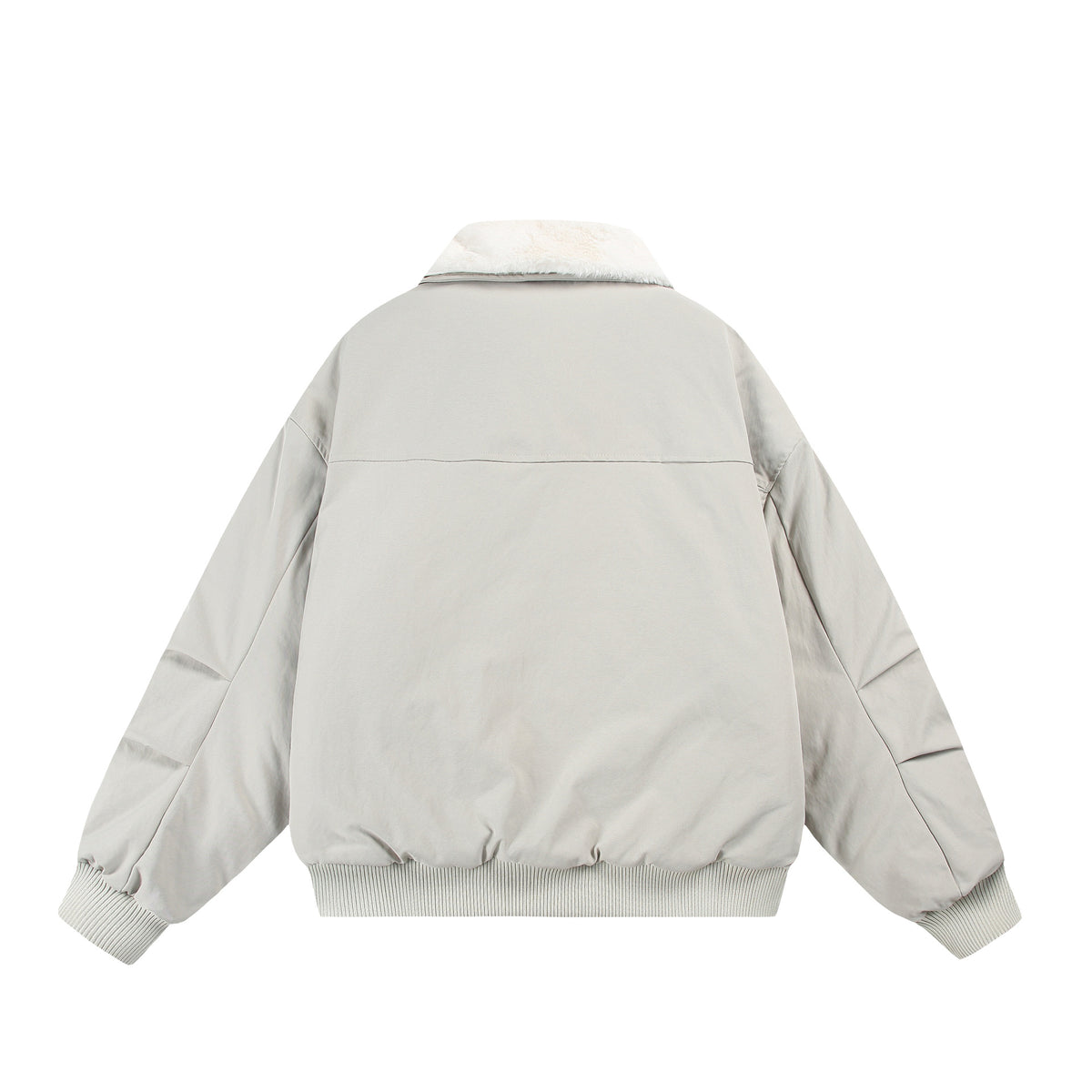 Men's Boxy Bomber Jacket with Teddy Collar and Ribbed Hem EVA-US
