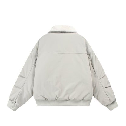 Men's Boxy Bomber Jacket with Teddy Collar and Ribbed Hem EVA-US