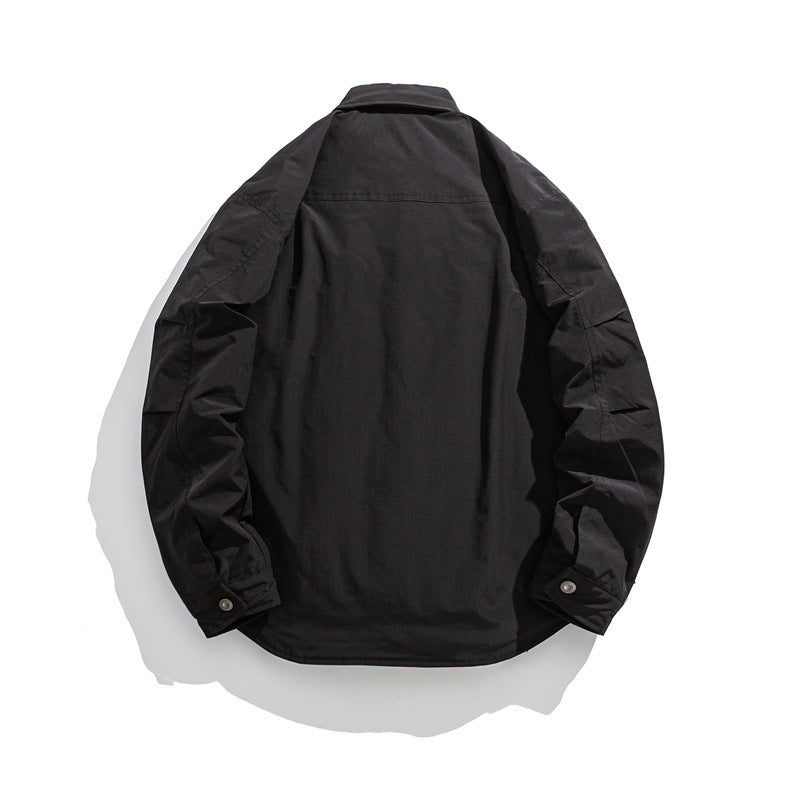 Men's Lightly Padded Overshirt Jacket with Shirt Collar and Snap Placket EVA-US
