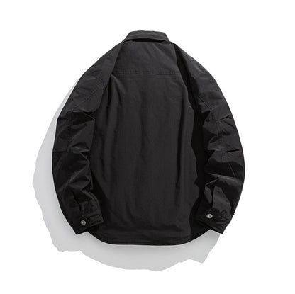 Men's Lightly Padded Overshirt Jacket with Shirt Collar and Snap Placket EVA-US
