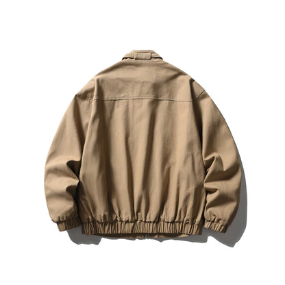 Men's Short Cut Functional Canvas Blouson Jacket with High Stand-Up Collar EVA-US