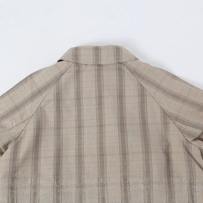 Women's Mid-Length Check Coat with Concealed Button Placket and Raglan Sleeves EVA-US