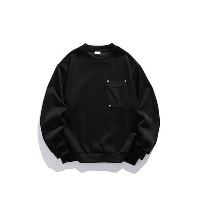 Unisex Waffle Structure Sweatshirt with Chest Pocket and Elastic Hem EVA-US