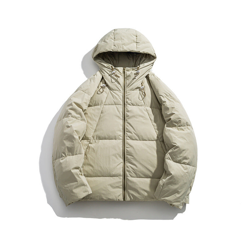 Men's lightly padded hooded jacket with windproof microfiber shell and adjustable drawstring EVA-US