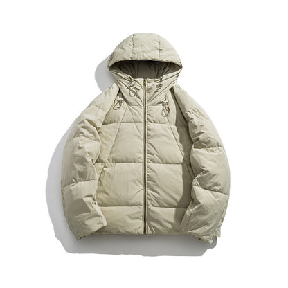 Men's lightly padded hooded jacket with windproof microfiber shell and adjustable drawstring EVA-US