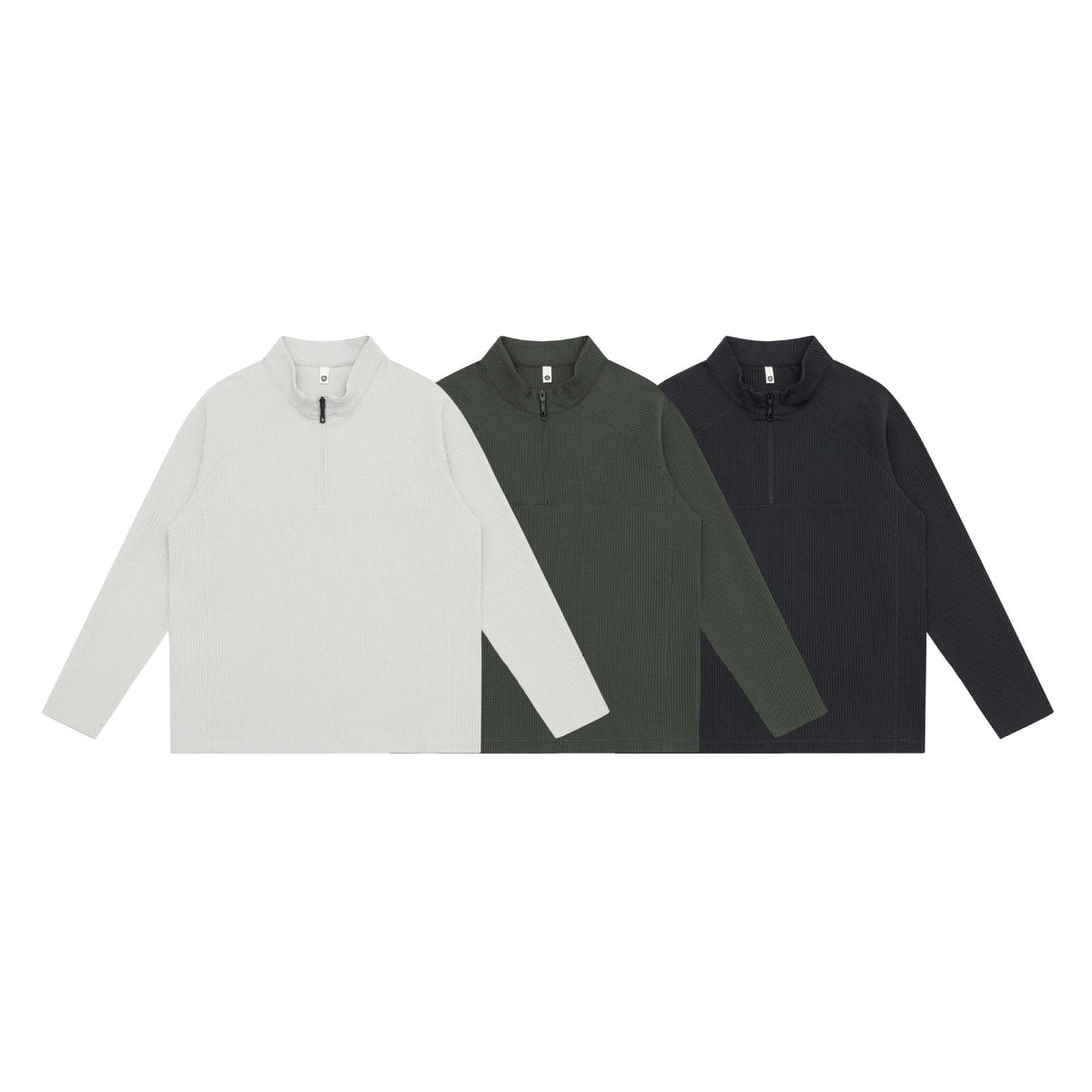 Unisex Waffle Knit Half-Zip Sweater with Shawl Collar and Raglan Sleeves EVA-US