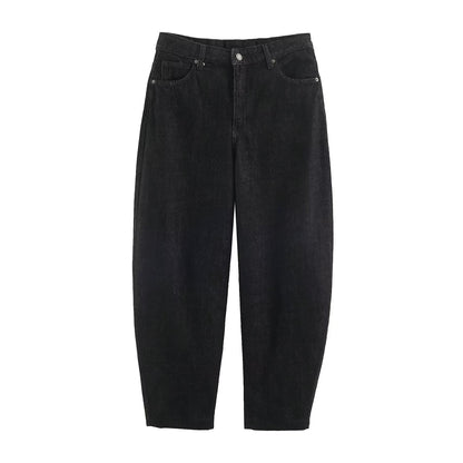 Women Highwaist Relaxed Tapered Jeans with Conical Leg EVA-US