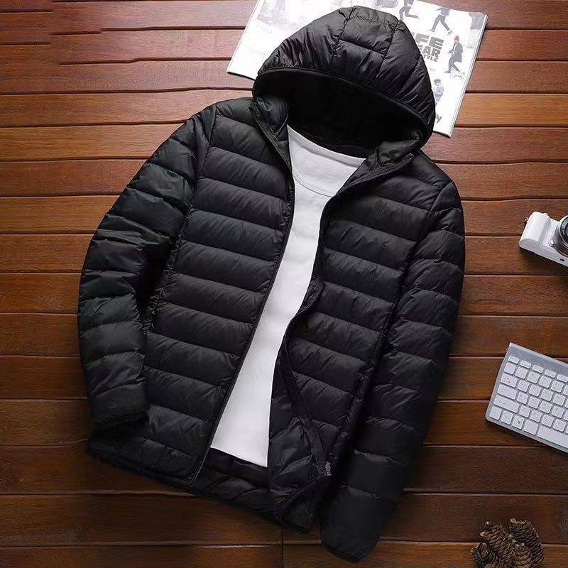Men's nano ultra-light hooded padded jacket with pack function and windproof shell EVA-US