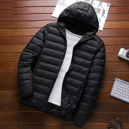 Men's nano ultra-light hooded padded jacket with pack function and windproof shell EVA-US