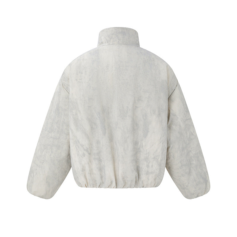 Unisex Short fitted padded oversized bomber jacket with stand-up collar and chest flaps EVA-US