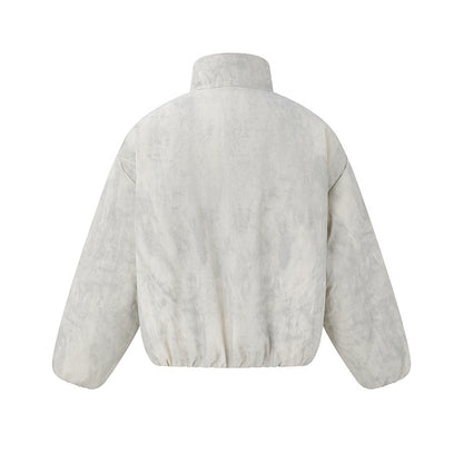 Unisex Short fitted padded oversized bomber jacket with stand-up collar and chest flaps EVA-US