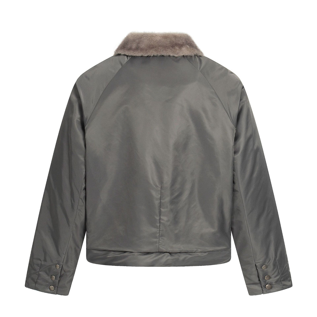 Women's Short Cut Quilted Blouson with Woven Fur Collar EVA-US