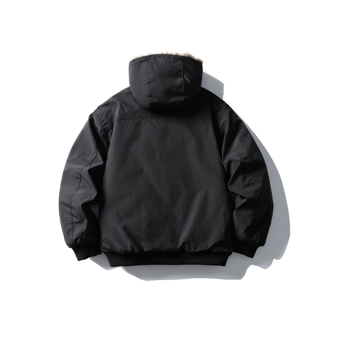 Unisex Boxy-padded short jacket with hood and faux fur trim EVA-US