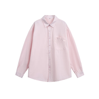 Women Oversize Casual Shirt with Drop Shoulder and Chest Pocket EVA-US