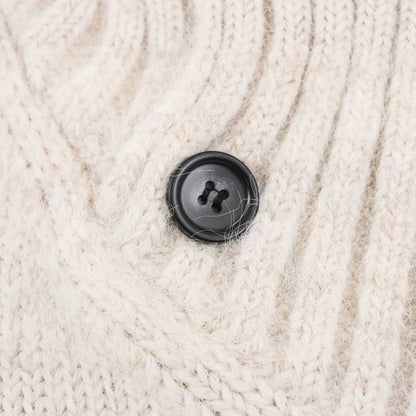 Women's Oversized Knit Sweater with High Ribbed Collar, Button Detail and V-Neck EVA-US