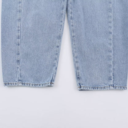 Women's high-waisted wide jeans with straight leg and cropped length EVA-US