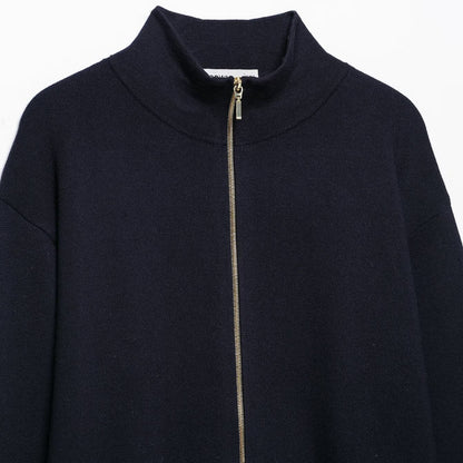 Women's Cropped Cardigan with Stand-up Collar and Full Zip EVA-US