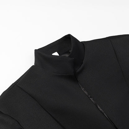 Men's Slim-Fit Blazer Short Jacket with Stand Collar and Minimalist Closure EVA-US