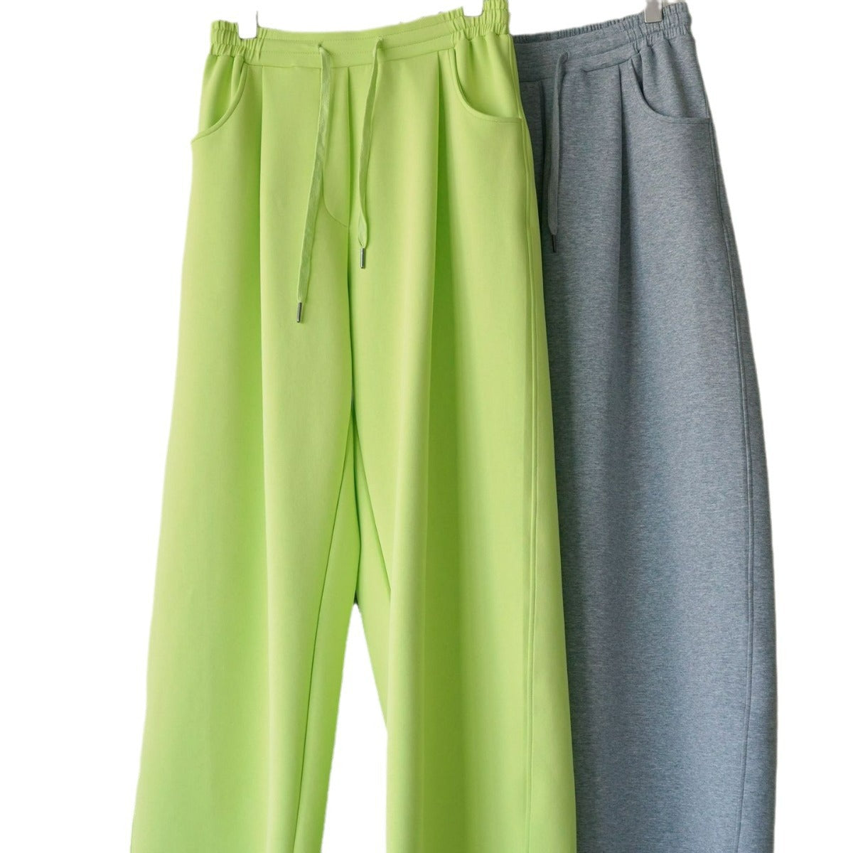 Women Wide High-Waist Sweat Palazzo Trousers with Drawstring, Patch Pockets and Flowing Oversize Silhouette EVA-US