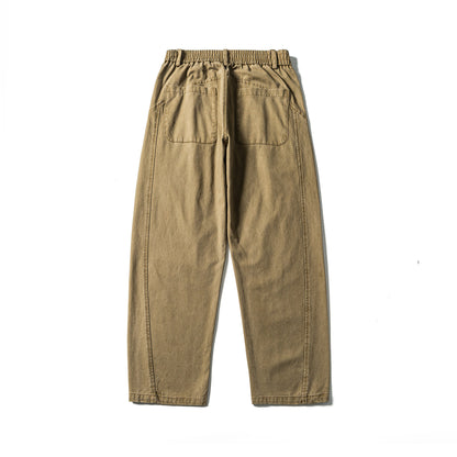 Women's High-Waist Relaxed-Fit Utility Pants with Seam Panels and Elastic Waistband EVA-US