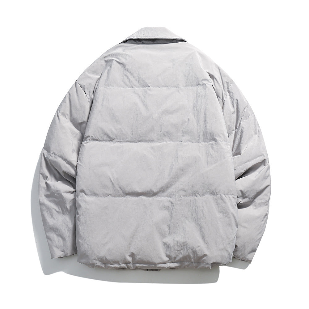 Unisex Boxy padded shirt jacket with large flap pockets and snap button closure EVA-US