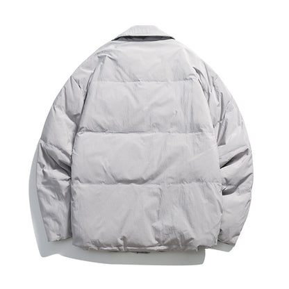 Unisex Boxy padded shirt jacket with large flap pockets and snap button closure EVA-US