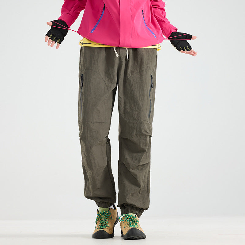 Men's Lightweight Tech Cargo Jog Pants made of Ripstop with Thigh Zipper and Elastic Hem EVA-US