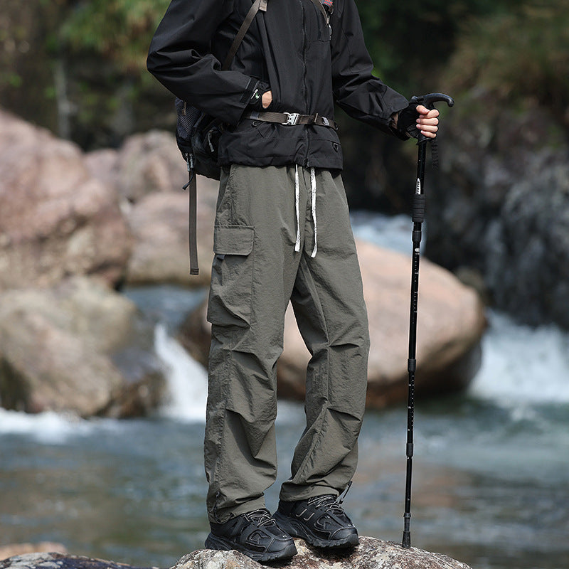 Men's Lightweight Technical Cargo Trekking Pants with Drawstring Waistband, Reinforced Hem Edges, and Adjustable Leg Opening EVA-US