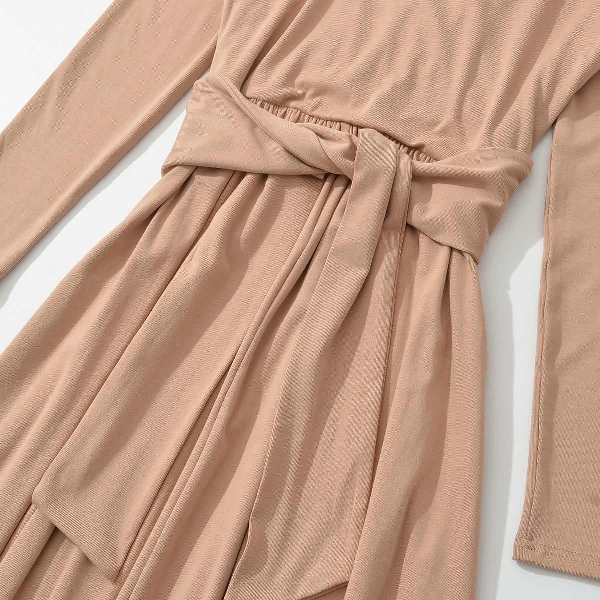 Women's Maxi Wrap Dress with Tailored Wrap Section and Long Sleeves EVA-US