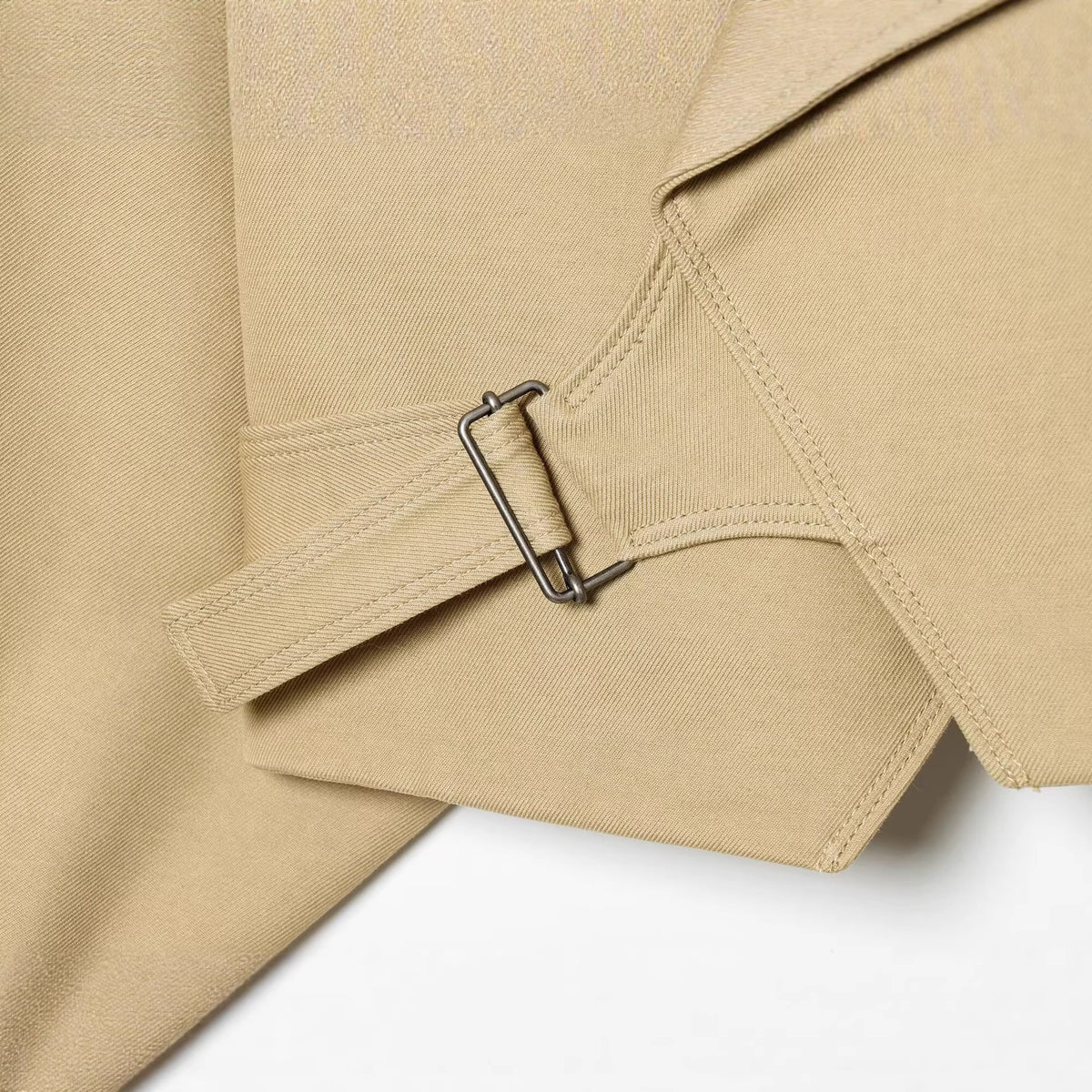 Women Cropped Trench Coat with Wide Shawl Collar, Tie Belt and Balloon Sleeves EVA-US