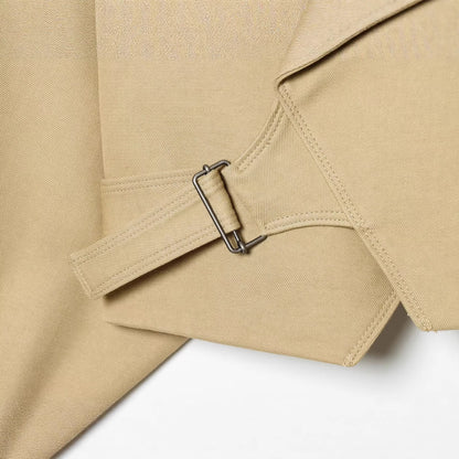 Women Cropped Trench Coat with Wide Shawl Collar, Tie Belt and Balloon Sleeves EVA-US
