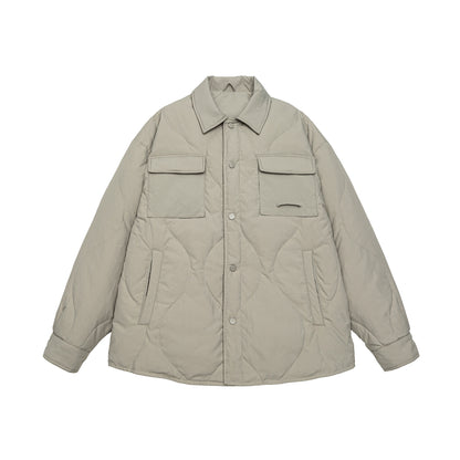 Men's Quilted Oversized Shirt Jacket with Quilting, Snap Buttons, and Chest Pockets EVA-US